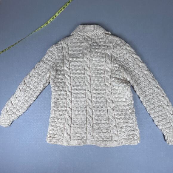 Handknit Women's M unique cardigan Cottagecore Fisherman cables fairy Feminine - Picture 4 of 6